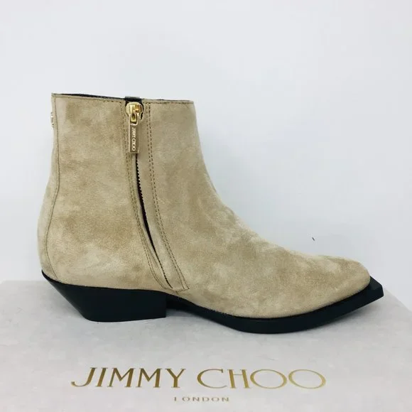 Jimmy Choo Women’s Jun / F Suede Stucco / Black Bootie Size 7 M (Medium)
